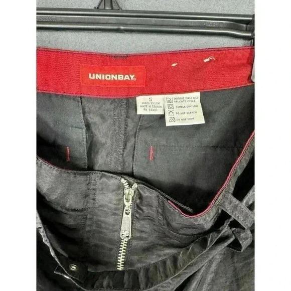 Vtg Y2K Unionbay Pants Sz 5 (30x31) Sport Flare Low Rise Loose Nylon Zippers NEW - Picture 5 of 11